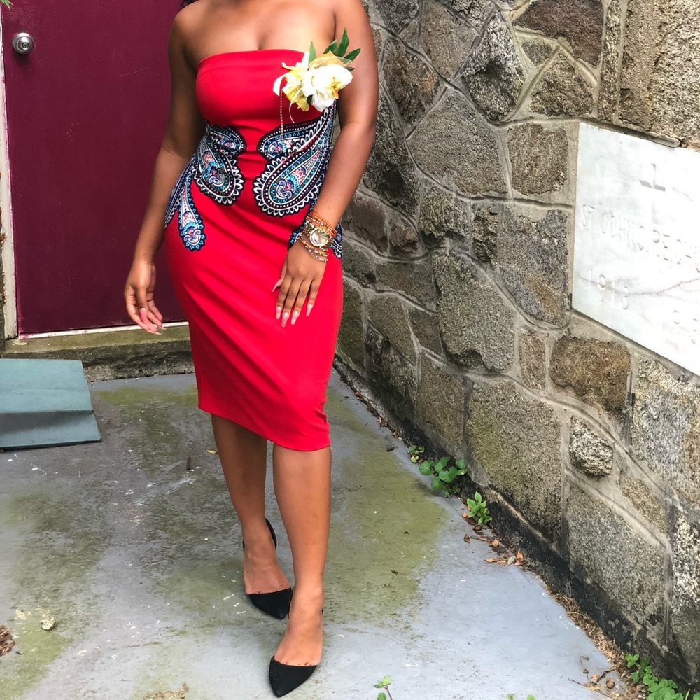 Multicolor strapless dress